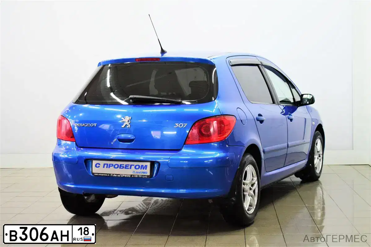 Фото автомобиля PEUGEOT 307, 2007 — госномер В306АН18. Цвет: Ярко-синий