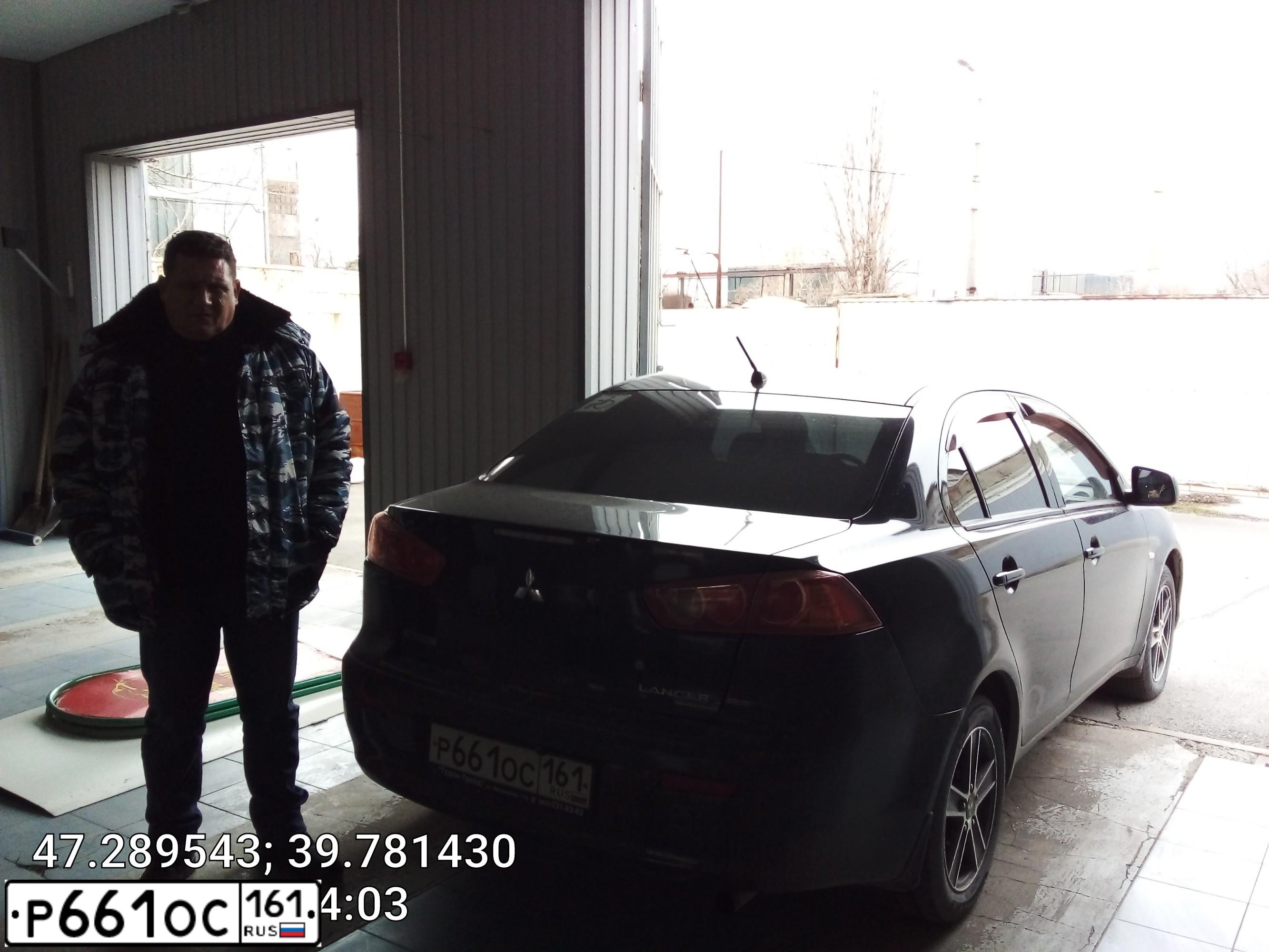 Фото автомобиля MITSUBISHI LANCER, 2008 — госномер Р661ОС161. Цвет: ЧЕРНЫЙ