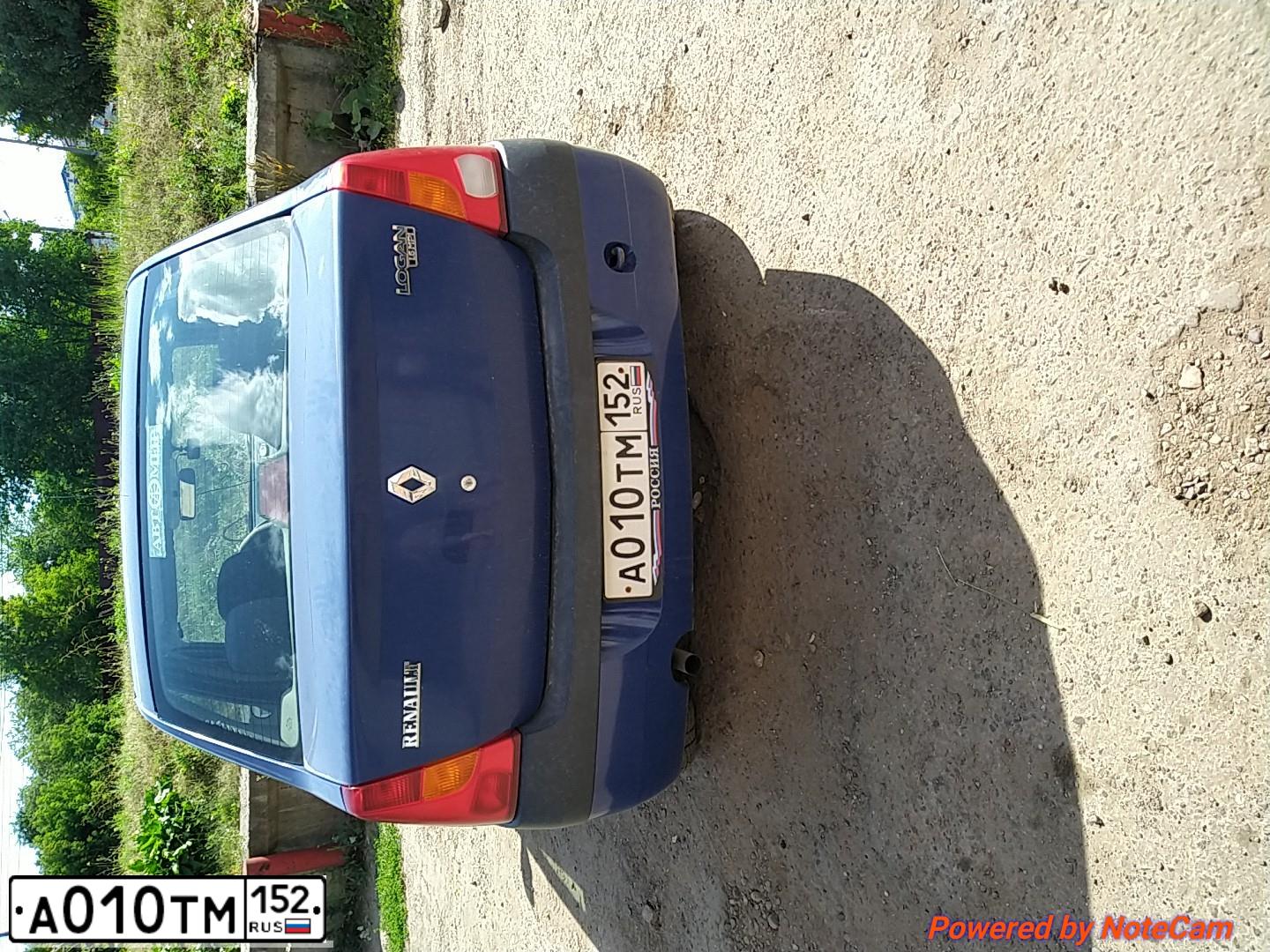 Фото автомобиля RENAULT LOGAN, 2006 — госномер А010ТМ152. Цвет: Темно-синий