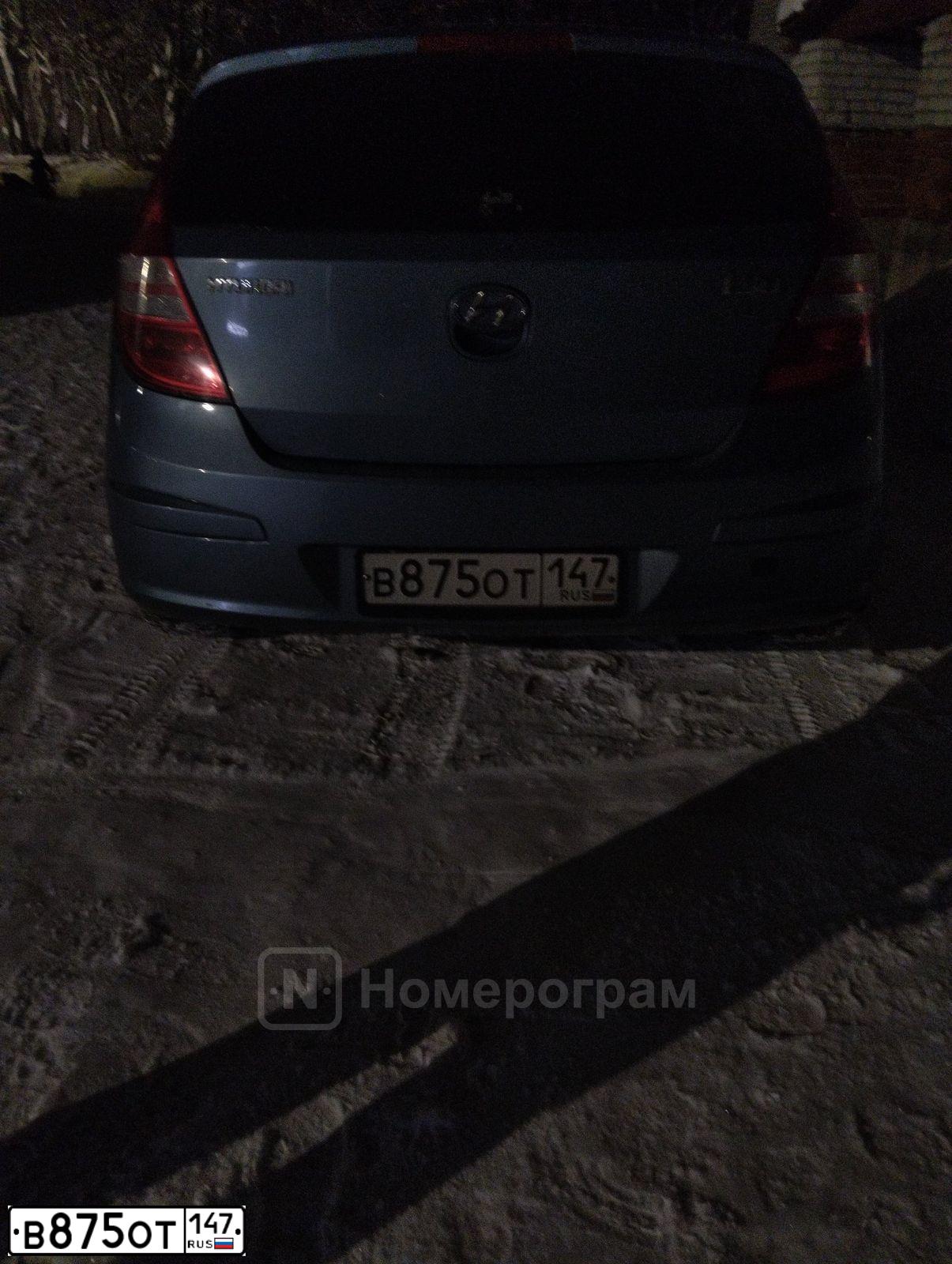 Фото автомобиля HYUNDAI I30, 2010 — госномер В875ОТ147. Цвет: СЕРО-ГОЛУБОЙ