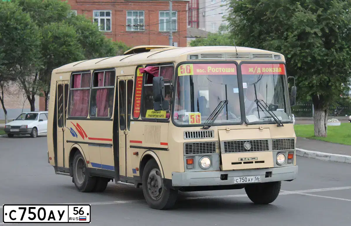 Фото автомобиля PAZ 3205, 2007 — госномер С750АУ56. Цвет: БЕЖЕВЫЙ