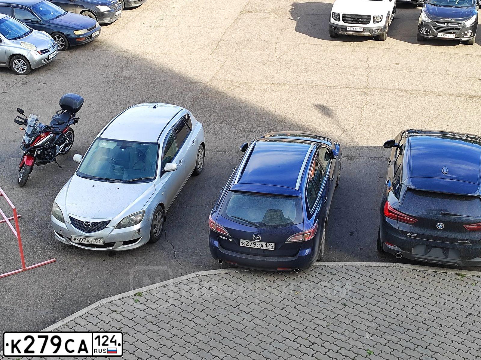 Фото автомобиля MAZDA 6, 2008 — госномер К279СА124. Цвет: ТЕМНО-СИНИЙ