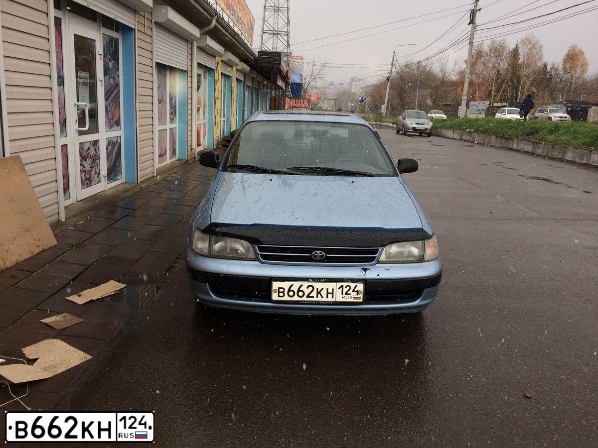 Фото автомобиля TOYOTA CARINA, 1995 — госномер В662КН124. Цвет: ГОЛУБОЙ