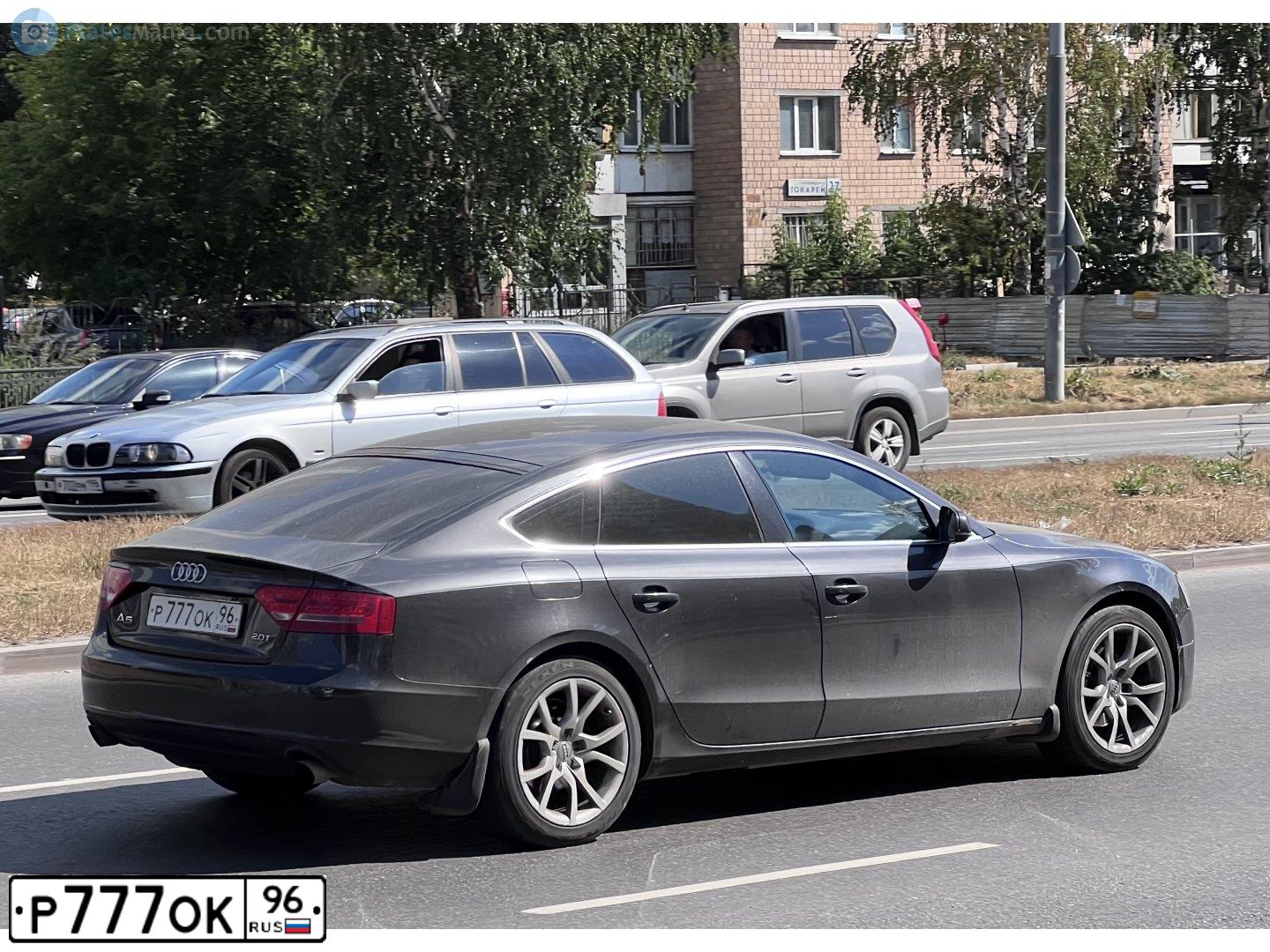 Фото автомобиля AUDI A5, 2010 — госномер Р777ОК96. Цвет: ЧЕРНО-СЕРЫЙ