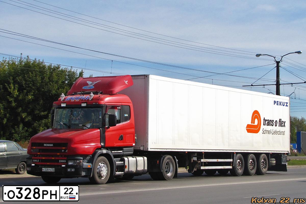 Фото автомобиля SCANIA UNSPECIFIED, 2000 — госномер О328РН22. Цвет: КРАСНЫЙ