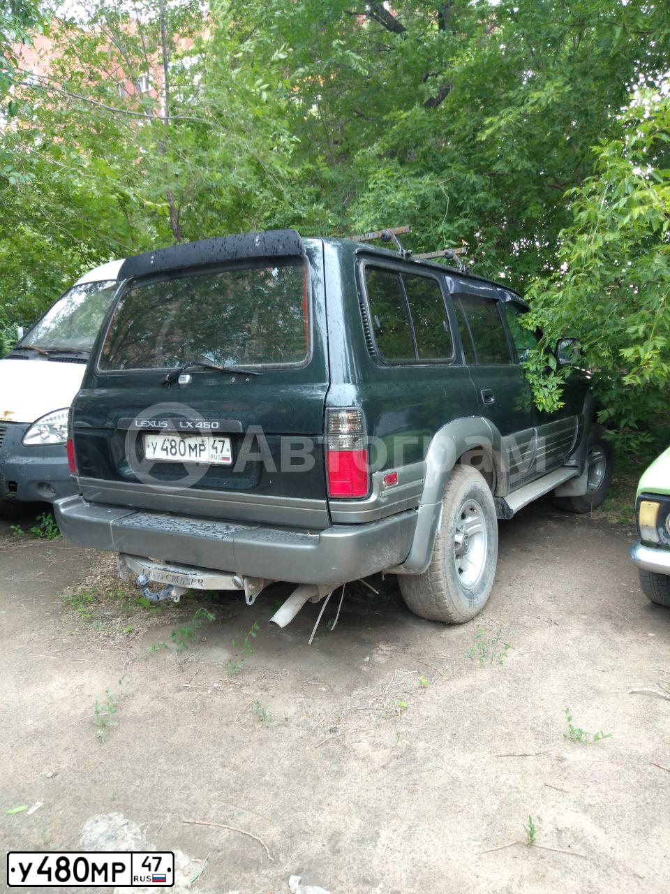 Фото автомобиля LEXUS LX, 1997 — госномер У480МР47. Цвет: ПЕРЛАМУТРОВЫЙ ТЕМНО-ЗЕЛЕНЫЙ