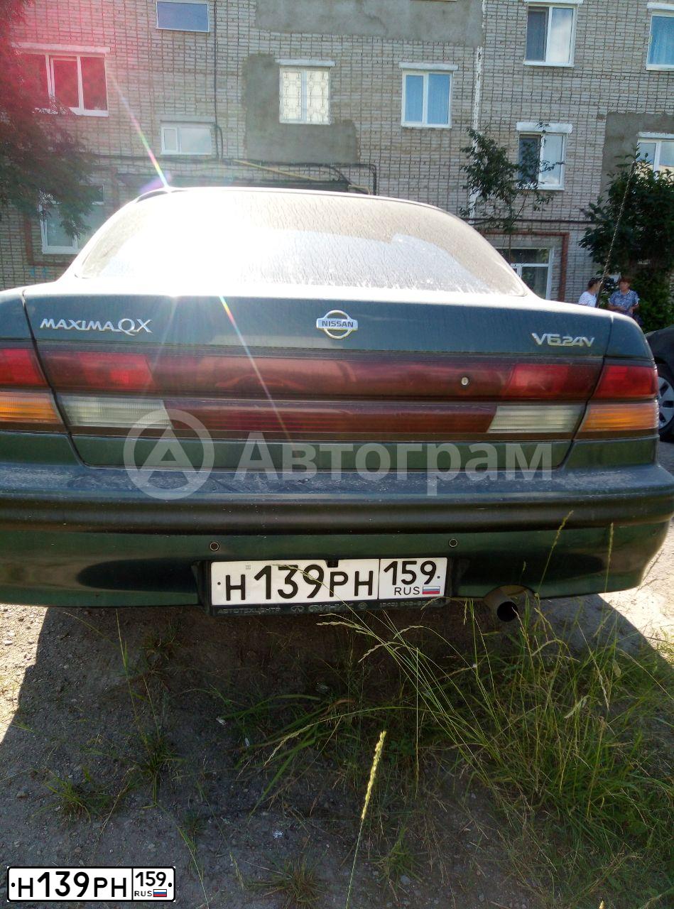 Фото автомобиля NISSAN MAXIMA, 1998 — госномер Н139РН159. Цвет: ЗЕЛЕНЫЙ