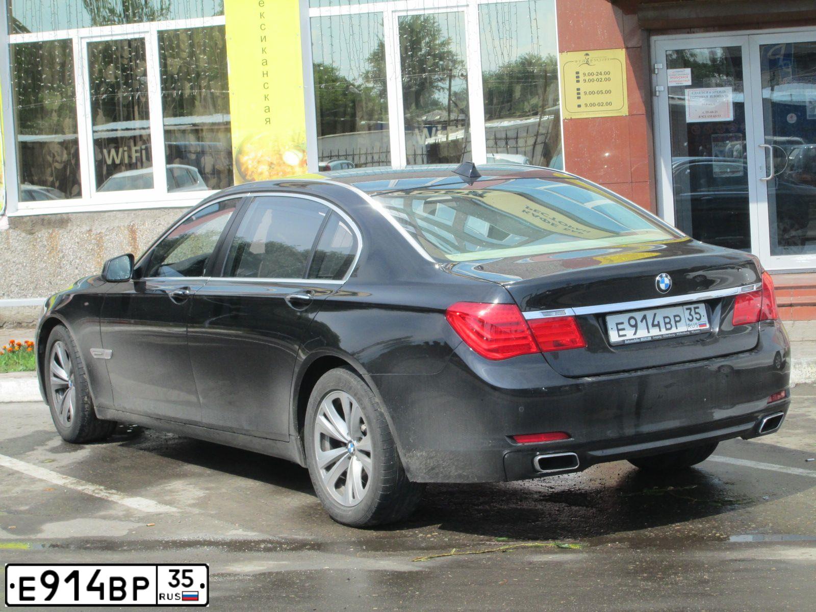 Фото автомобиля BMW SERIE 7, 2010 — госномер Е914ВР35. Цвет: ЧЕРНЫЙ