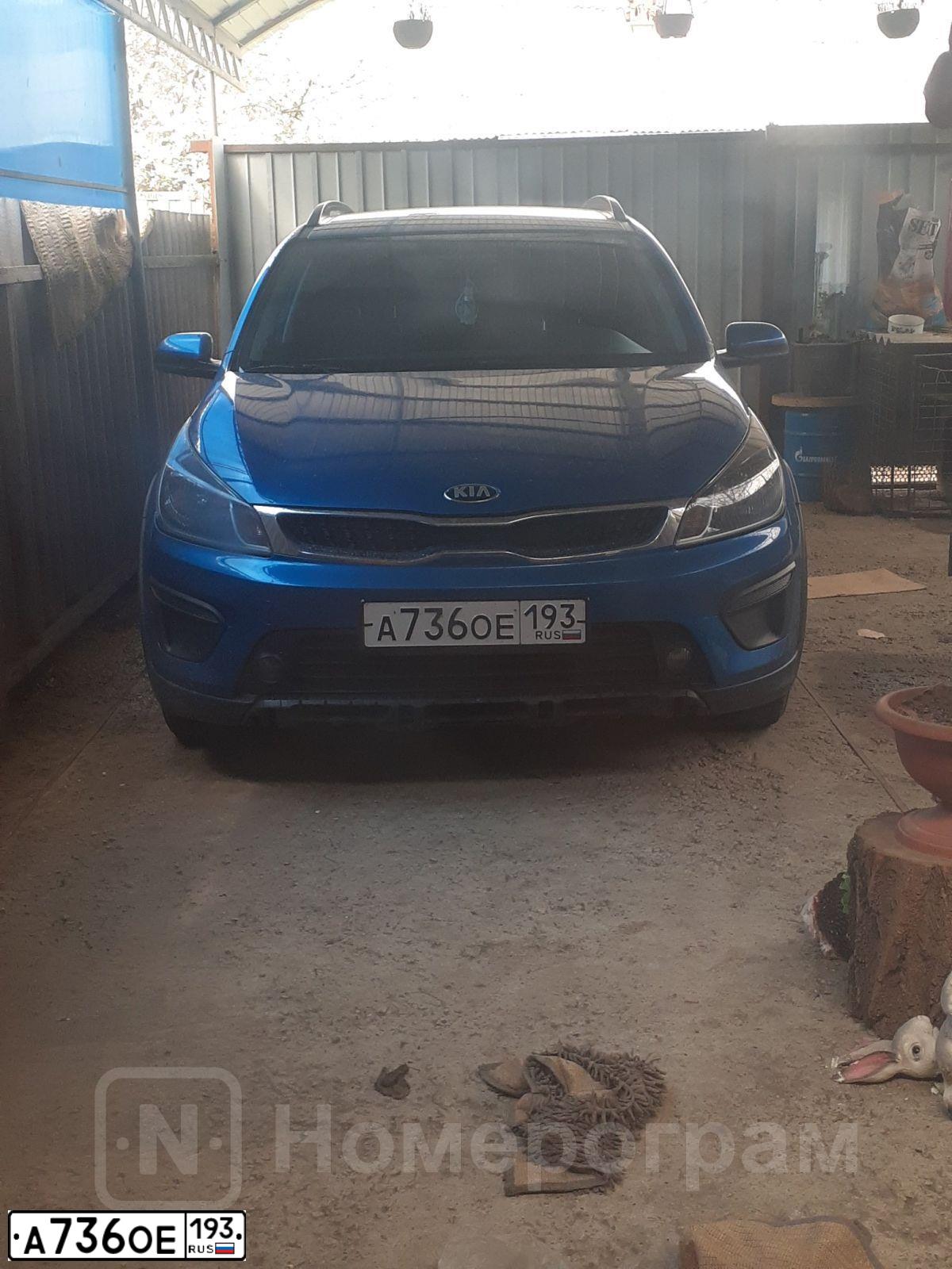 Фото автомобиля KIA RIO, 2018 — госномер А736ОЕ193. Цвет: синий