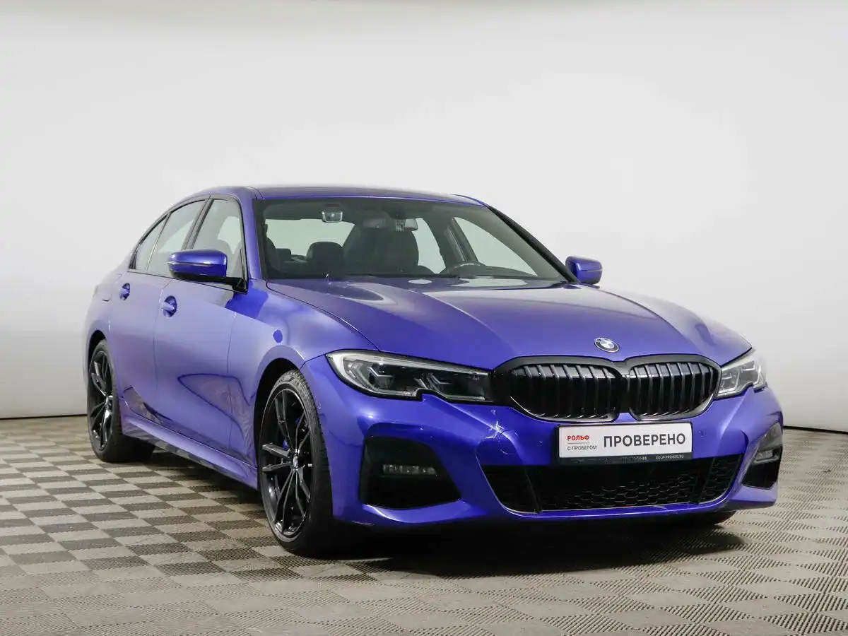 Фото автомобиля BMW SERIE 3, 2019 — госномер О292АС716. Цвет: синий