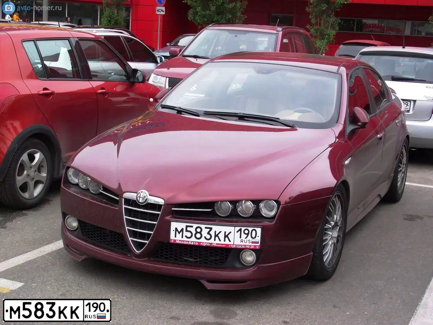 Фото автомобиля ALFAROMEO ALFA 159, 2007 — госномер М583КК190. Цвет: КРАСНЫЙ