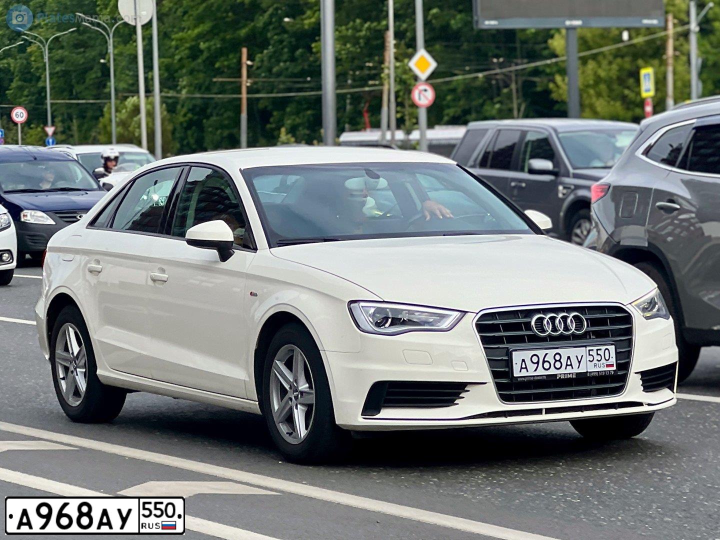 Фото автомобиля AUDI A3, 2014 — госномер А968АУ550. Цвет: Белый