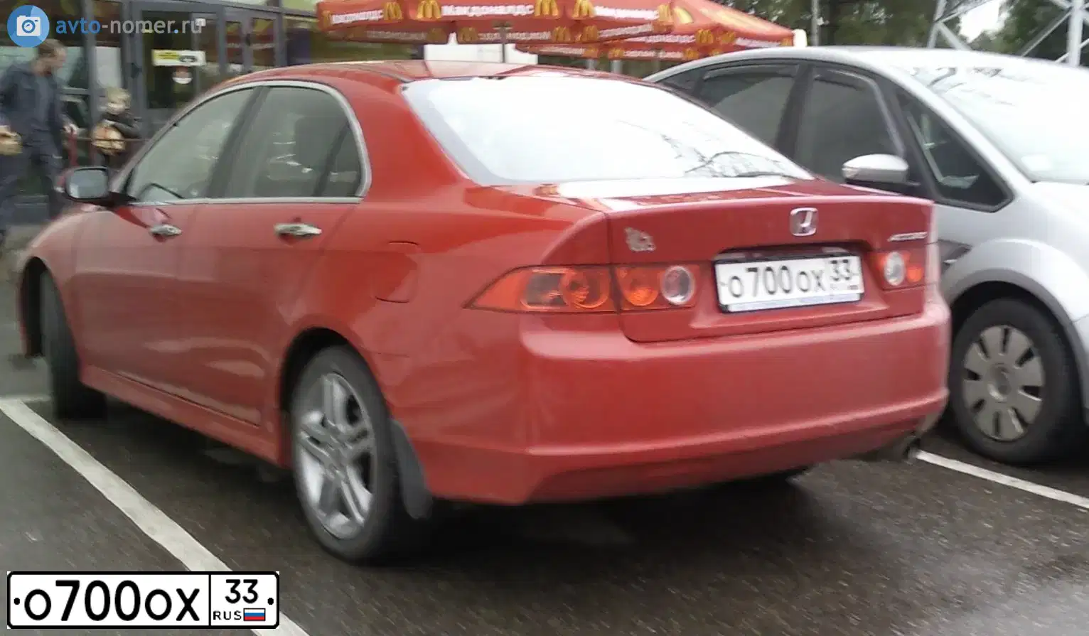 Фото автомобиля HONDA ACCORD, 2007 — госномер О700ОХ33. Цвет: КРАСНЫЙ