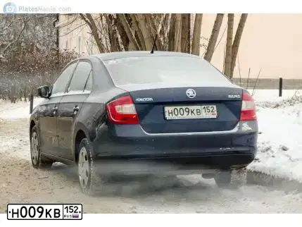 Фото автомобиля SKODA RAPID, 2014 — госномер Н009КВ152. Цвет: ТЕМНО-СИНИЙ
