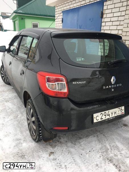 Фото автомобиля RENAULT T SANDERO, 2014 — госномер С294УН76. Цвет: ЧЕРНЫЙ