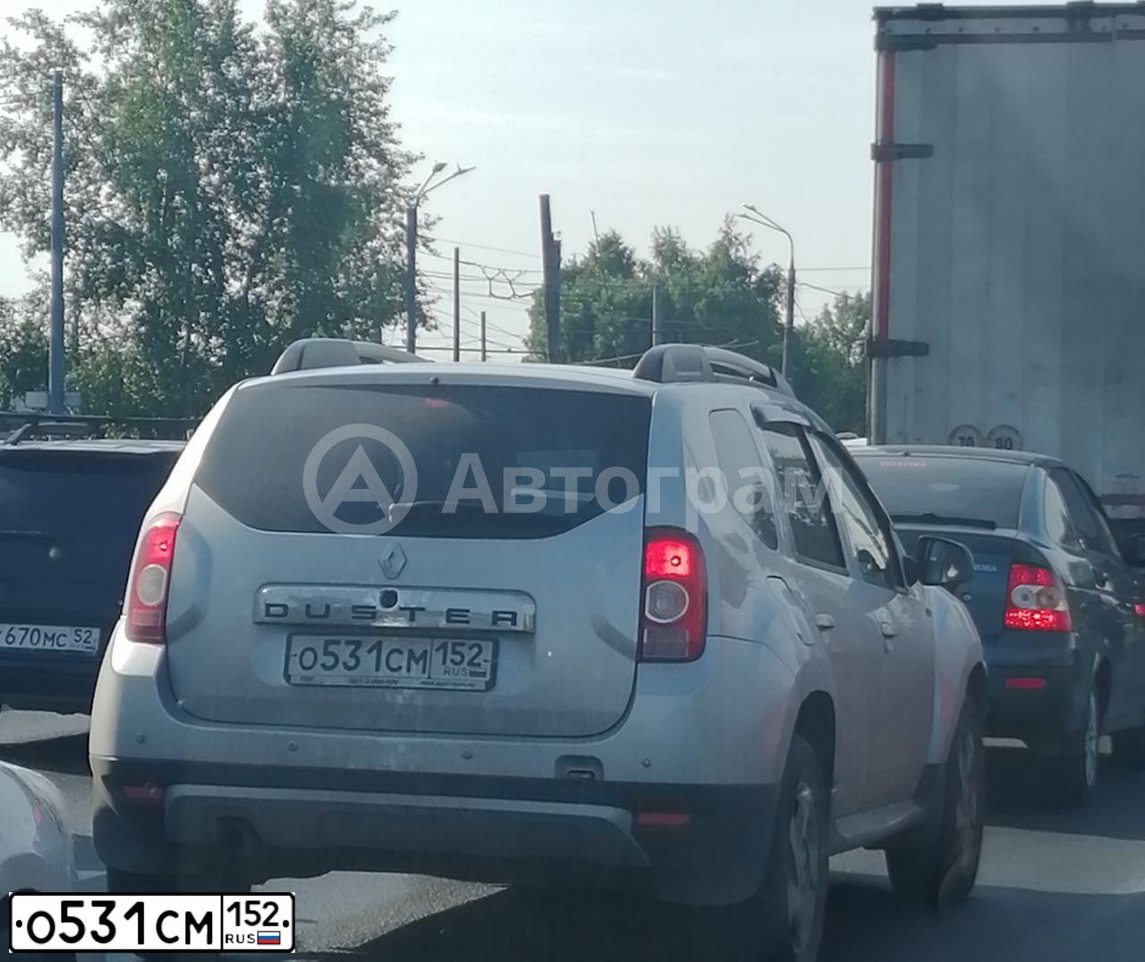 Фото автомобиля RENAULT DUSTER, 2012 — госномер О531СМ152. Цвет: СВЕТЛО-СЕРЫЙ