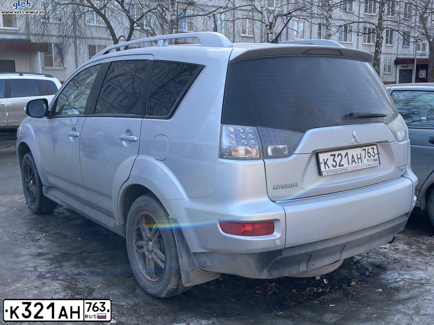 Фото автомобиля MITSUBISHI OUTLANDER, 2010 — госномер К321АН763. Цвет: Серебристый