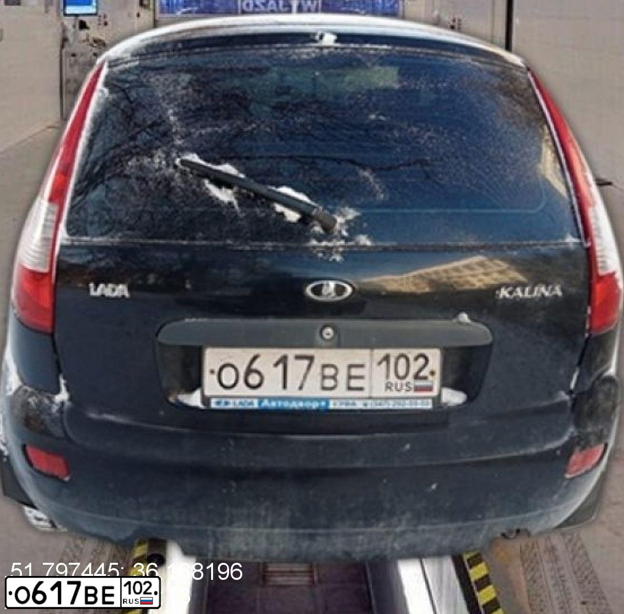 Фото автомобиля LADA 1119 KALINA, 2012 — госномер О617ВЕ102. Цвет: Сине-Черный