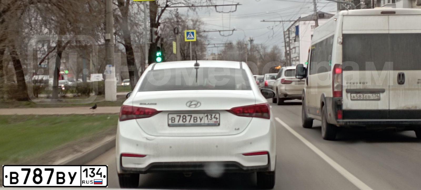 Фото автомобиля HYUNDAI SOLARIS, 2014 — госномер В787ВУ134. Цвет: БЕЖЕВЫЙ