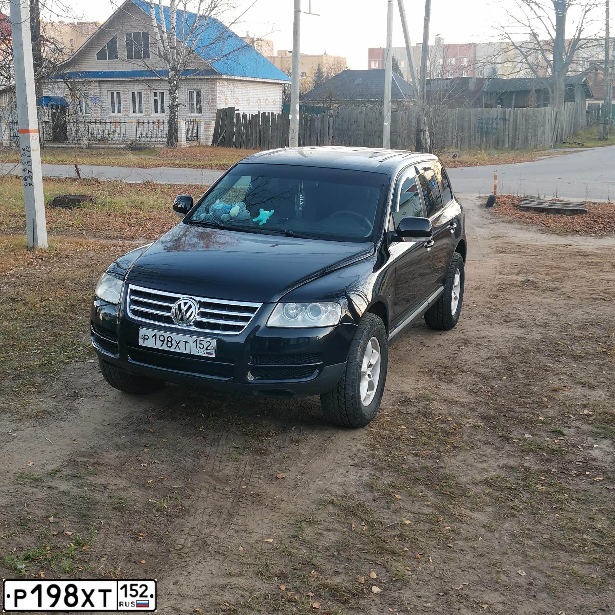 Фото автомобиля VOLKSWAGEN TOUAREG, 2005 — госномер Р198ХТ152. Цвет: ЧЕРНЫЙ