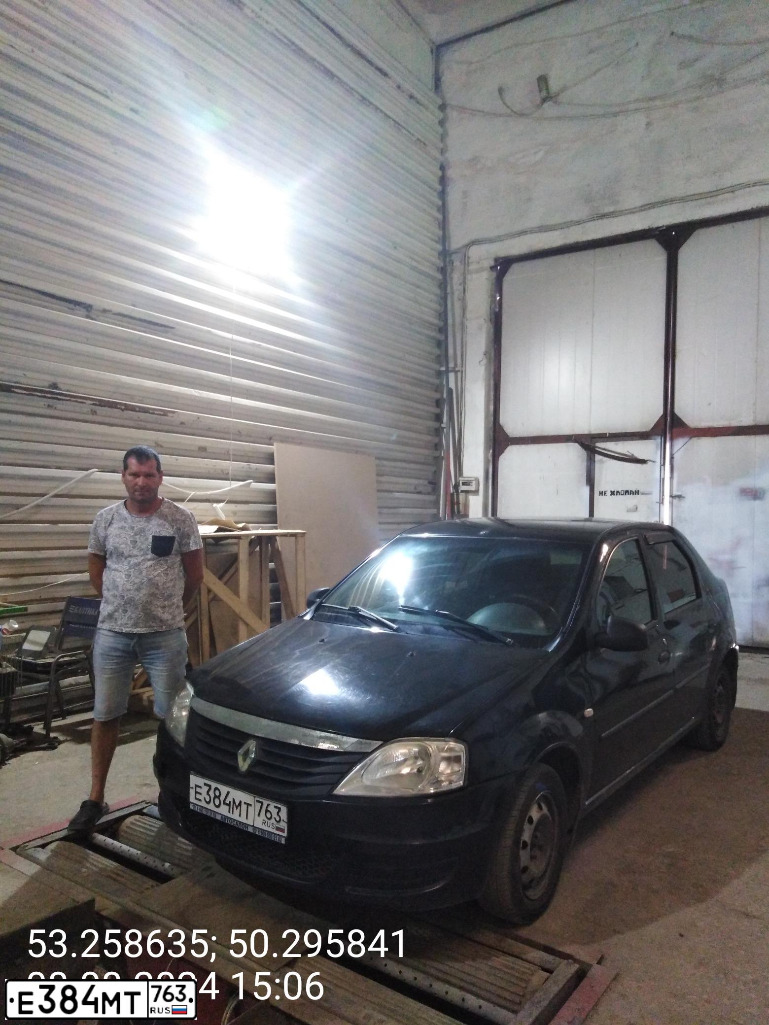 Фото автомобиля RENAULT LOGAN, 2011 — госномер Е384МТ763. Цвет: ЧЕРНЫЙ