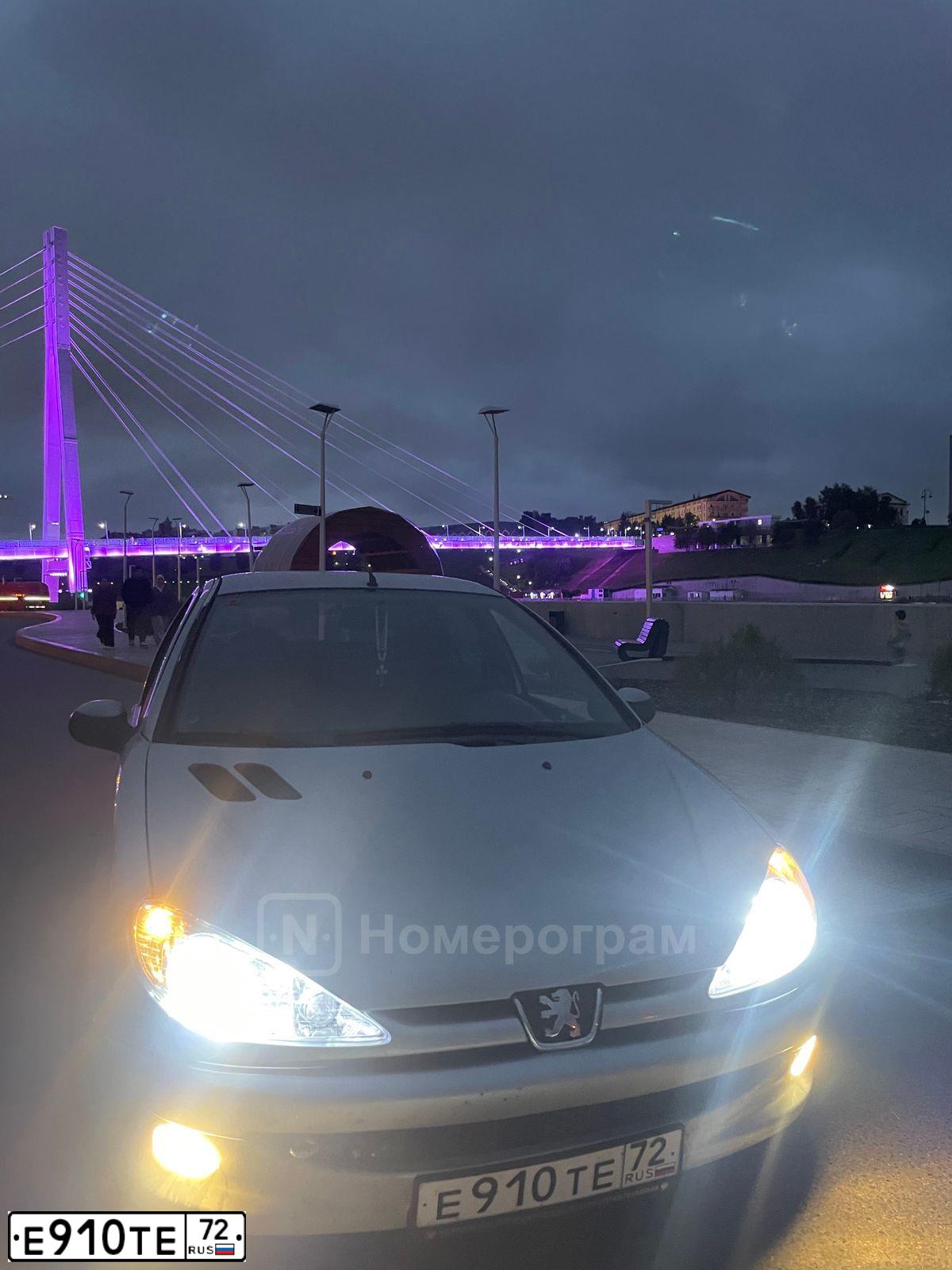 Фото автомобиля PEUGEOT 206, 2007 — госномер Е910ТЕ72. Цвет: СЕРЫЙ