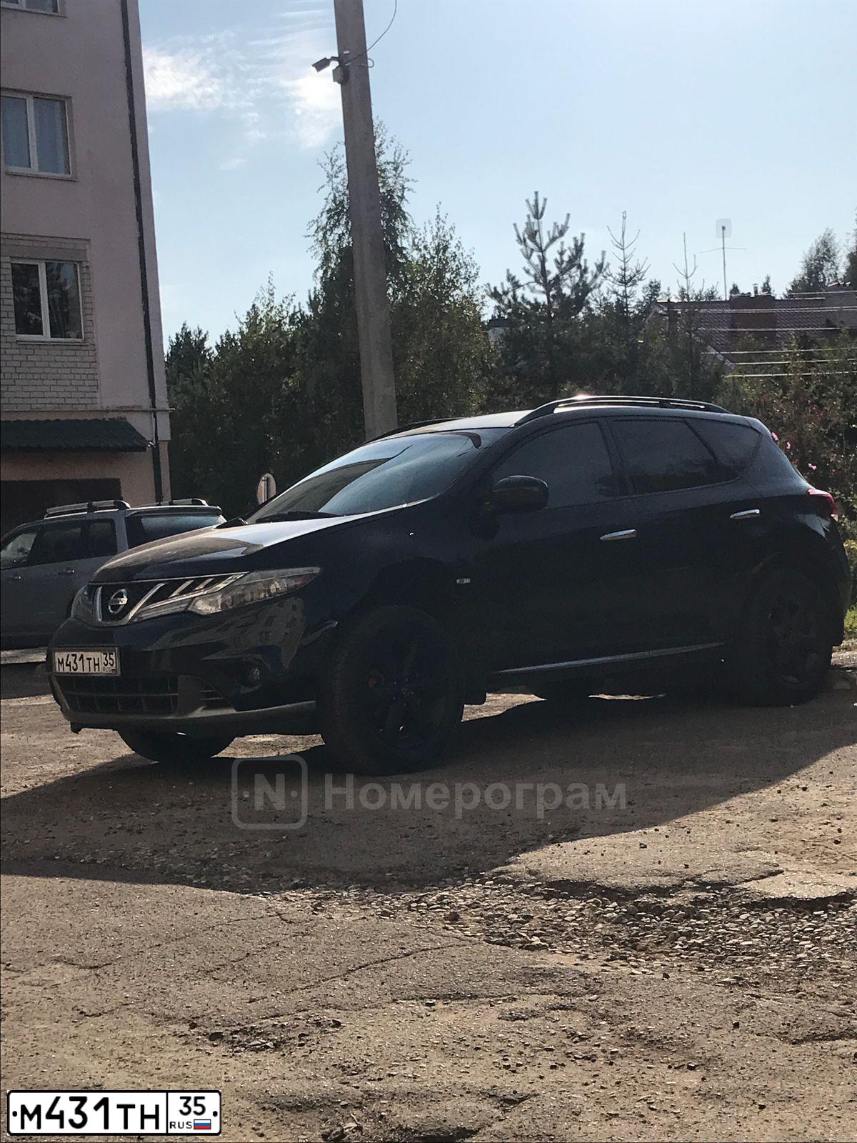 Фото автомобиля NISSAN MURANO, 2012 — госномер М431ТН35. Цвет: ЧЕРНЫЙ