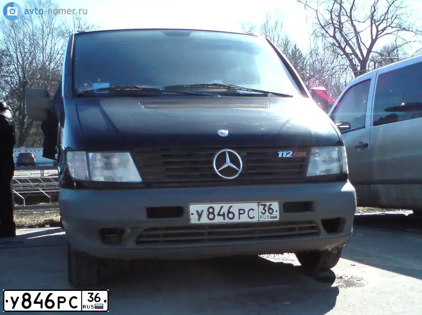Фото автомобиля MERCEDES VITO, 2002 — госномер У846РС36. Цвет: ЧЕРНЫЙ