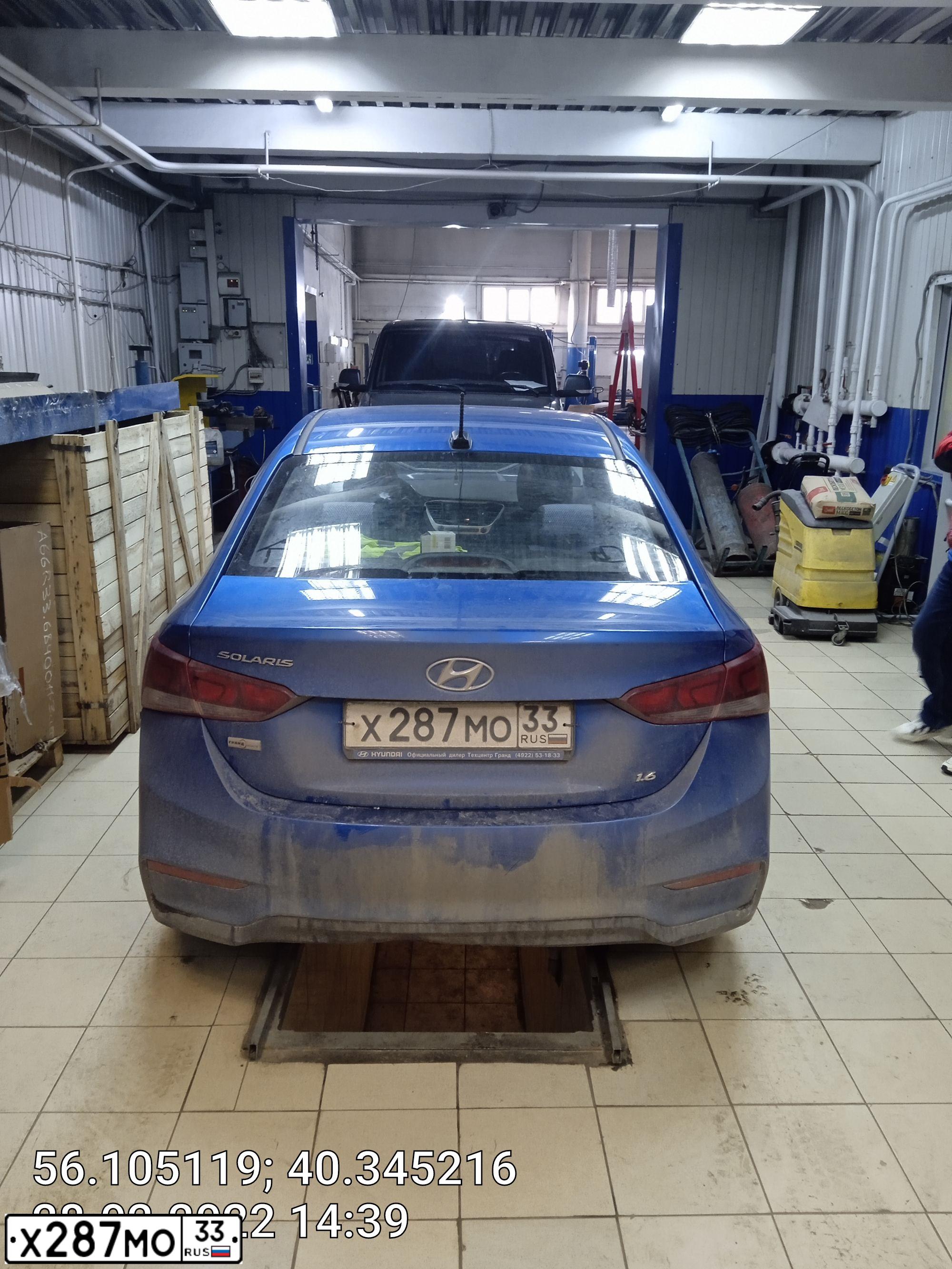 Фото автомобиля HYUNDAI SOLARIS, 2017 — госномер Х287МО33. Цвет: СИНИЙ