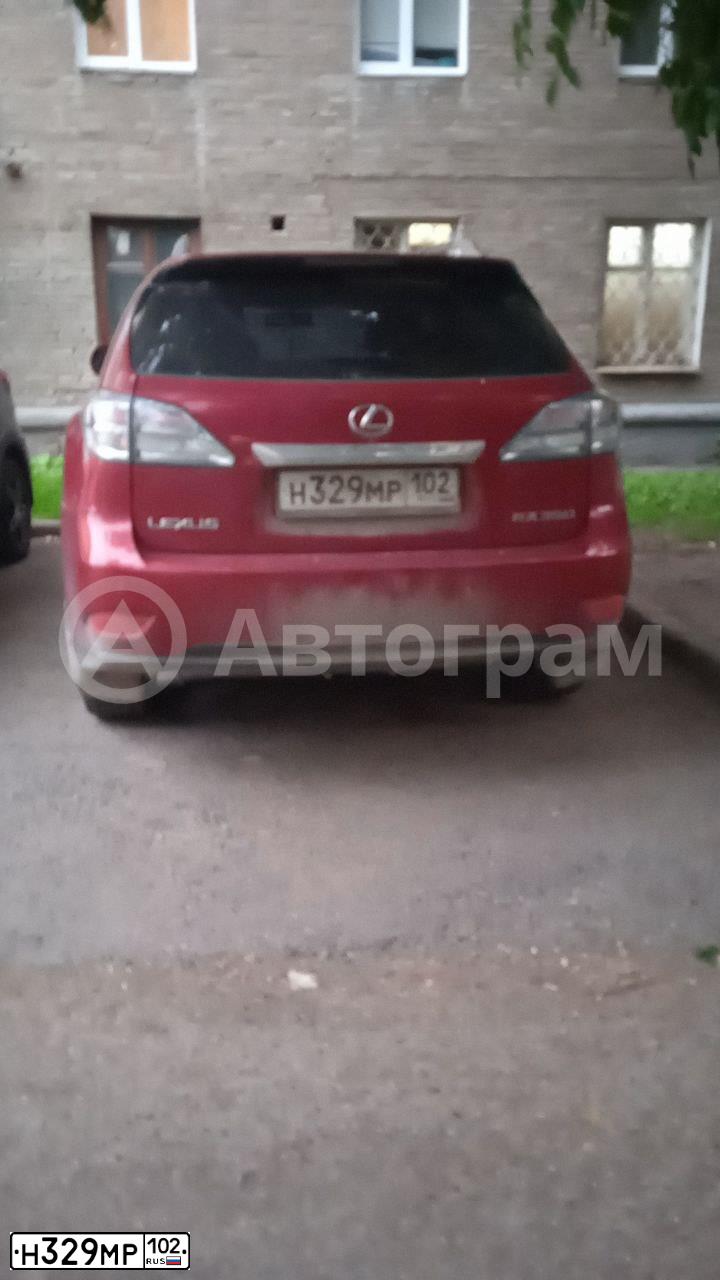 Фото автомобиля LEXUS RX, 2011 — госномер Н329МР102. Цвет: КРАСНЫЙ