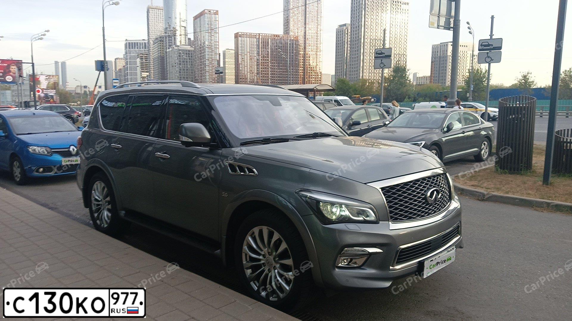 Фото автомобиля INFINITI QX80 /QX56/, 2016 — госномер С130КО977. Цвет: СЕРЫЙ