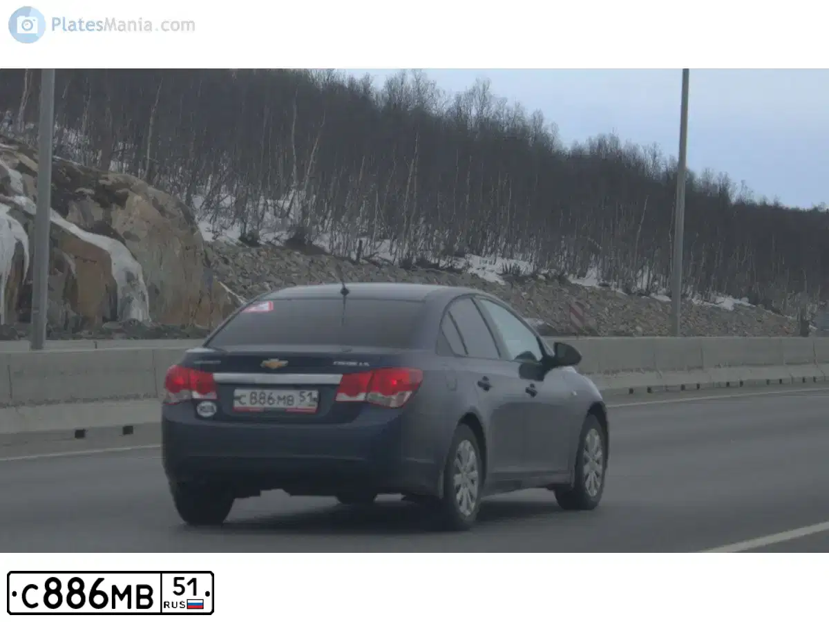 Фото автомобиля CHEVROLET CRUZE, 2011 — госномер С886МВ51. Цвет: СИНИЙ МЕТАЛЛИК