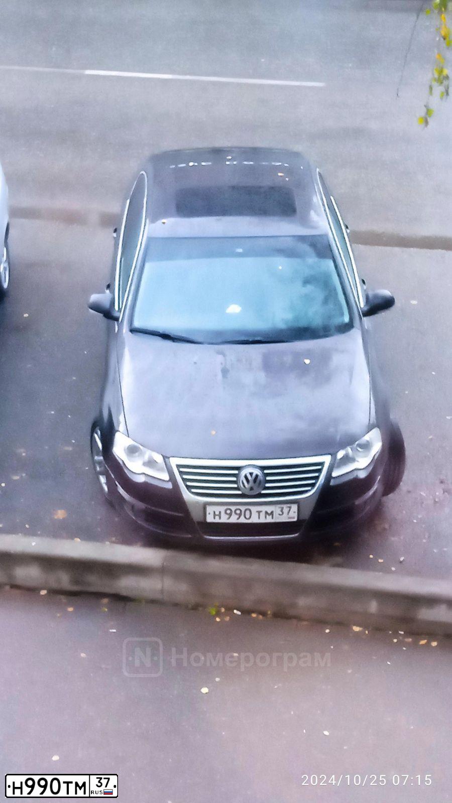 Фото автомобиля VOLKSWAGEN PASSAT, 2007 — госномер Н990ТМ37. Цвет: КОРИЧНЕВЫЙ