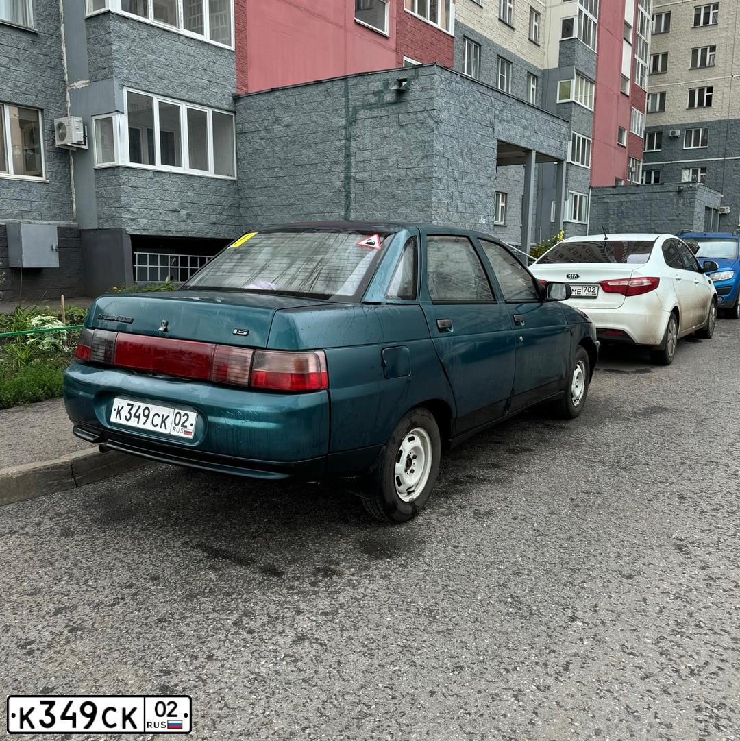Фото автомобиля LADA 2110, 1998 — госномер К349СК02. Цвет: СЕРЕБРИСТО-ЗЕЛЕНЫЙ