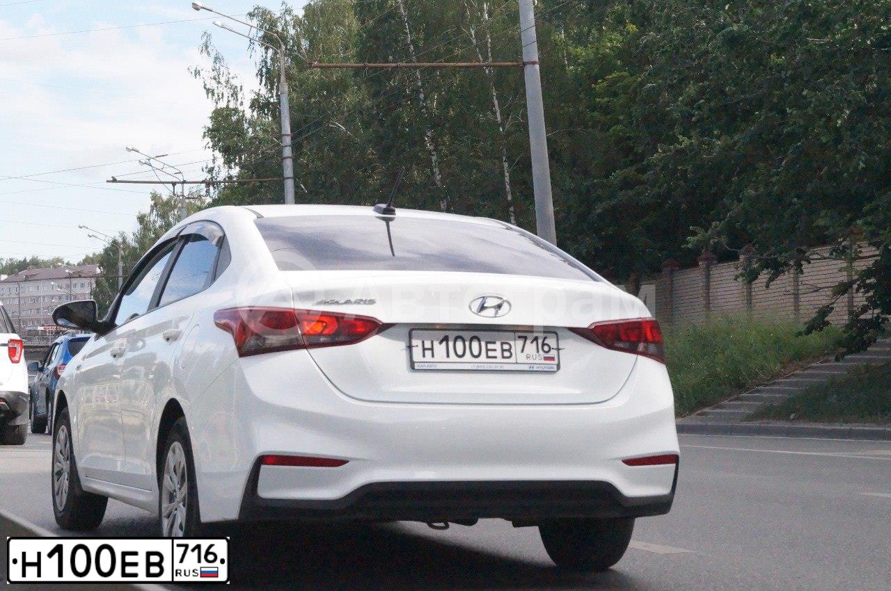 Фото автомобиля HYUNDAI SOLARIS, 2020 — госномер Н100ЕВ716. Цвет: Белый