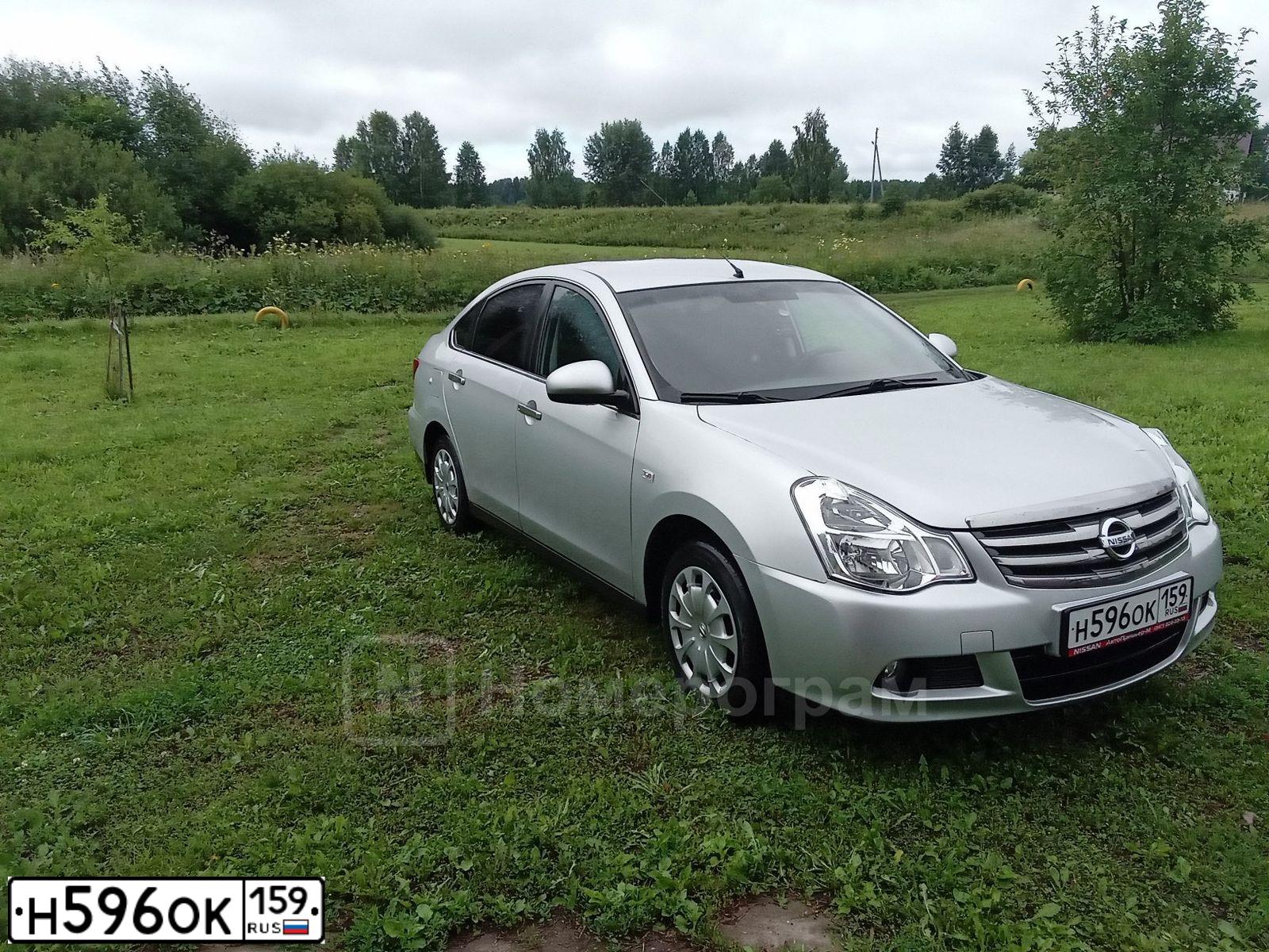 Фото автомобиля NISSAN ALMERA /AVTOVAZ/, 2015 — госномер Н596ОК159. Цвет: Серебристый