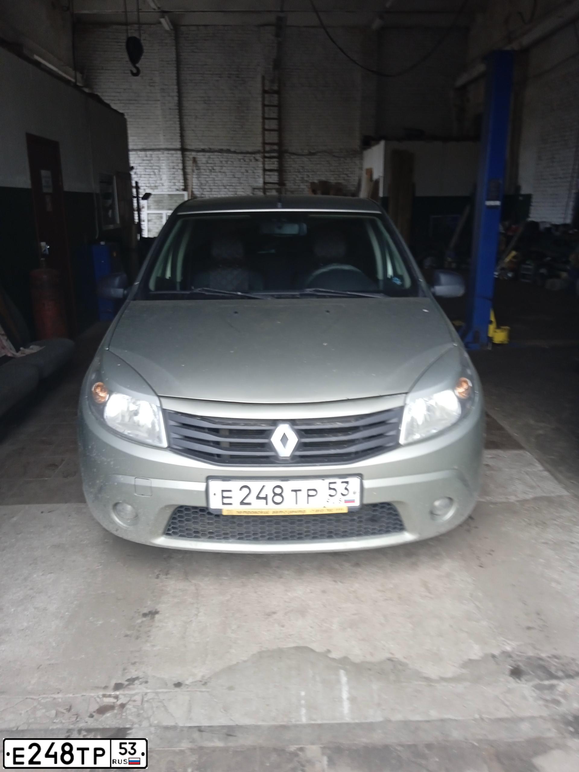 Фото автомобиля RENAULT SANDERO, 2010 — госномер Е248ТР53. Цвет: БЕЖЕВЫЙ
