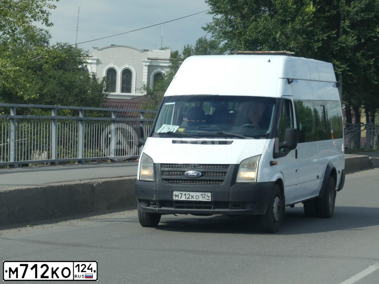 Фото автомобиля FORD TRANSIT, 2012 — госномер М712КО124. Цвет: БЕЛЫЙ
