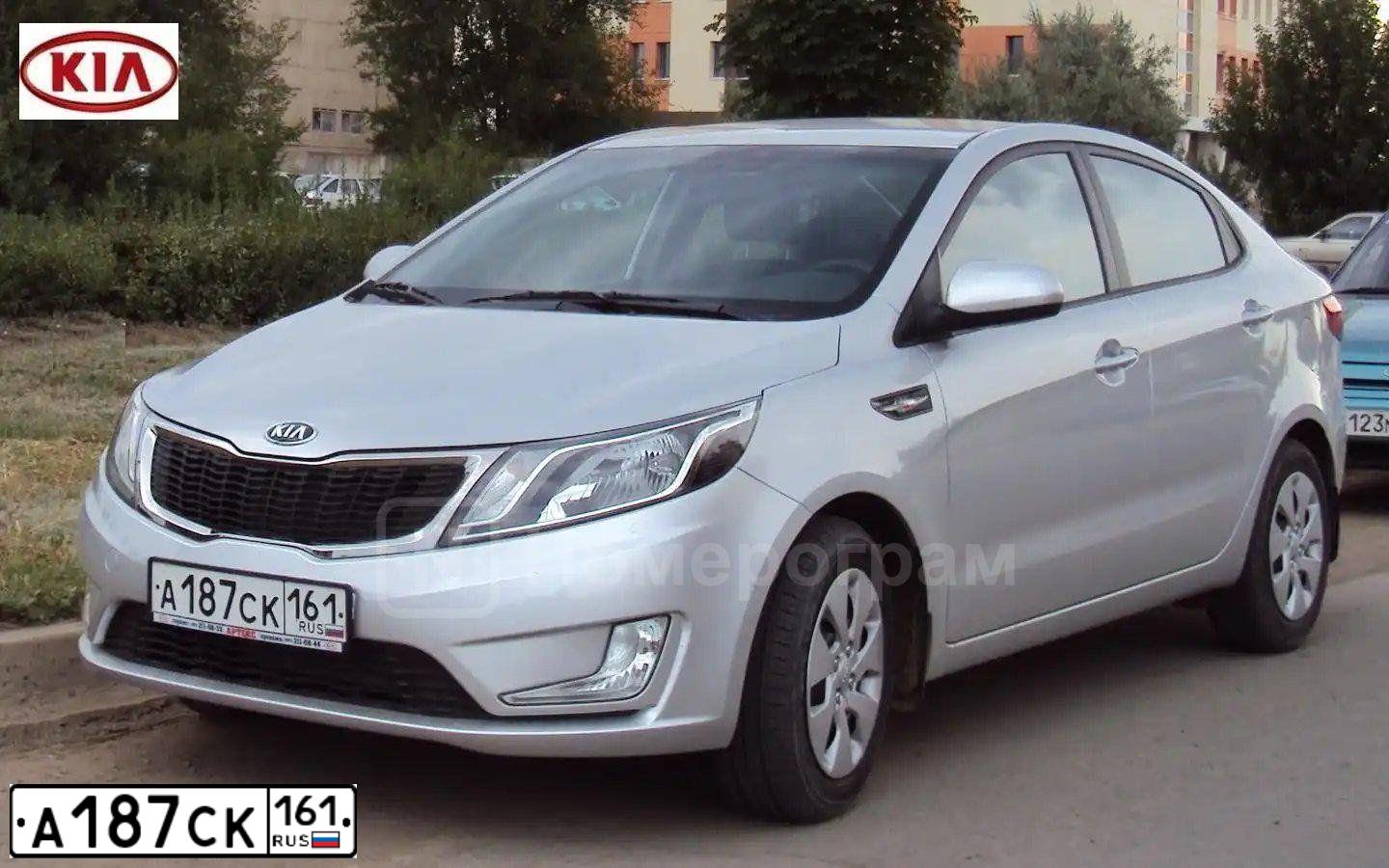 Фото автомобиля KIA RIO, 2013 — госномер А187СК161. Цвет: СЕРЕБРИСТЫЙ