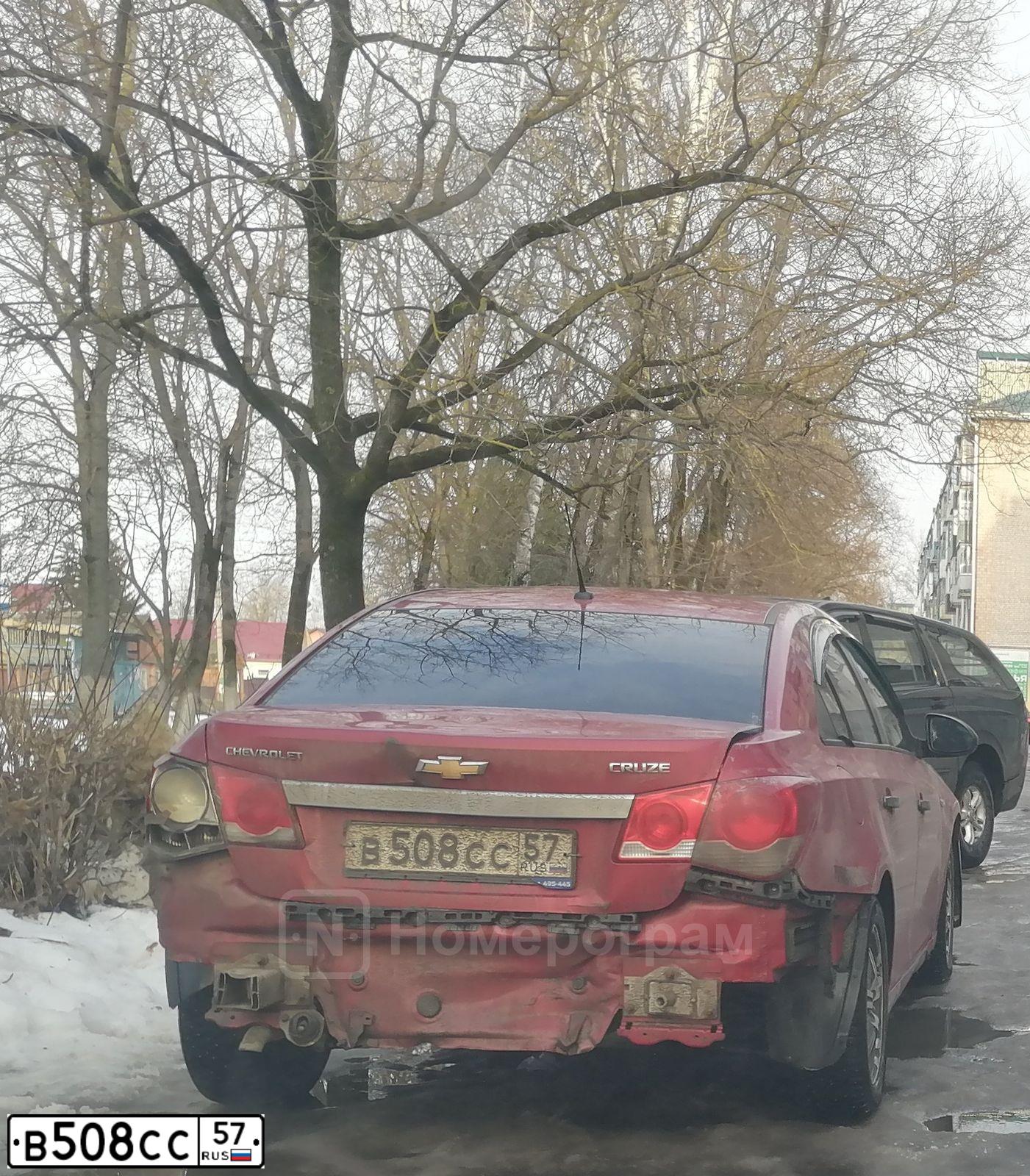 Фото автомобиля CHEVROLET CRUZE, 2011 — госномер В508СС57. Цвет: КРАСНЫЙ