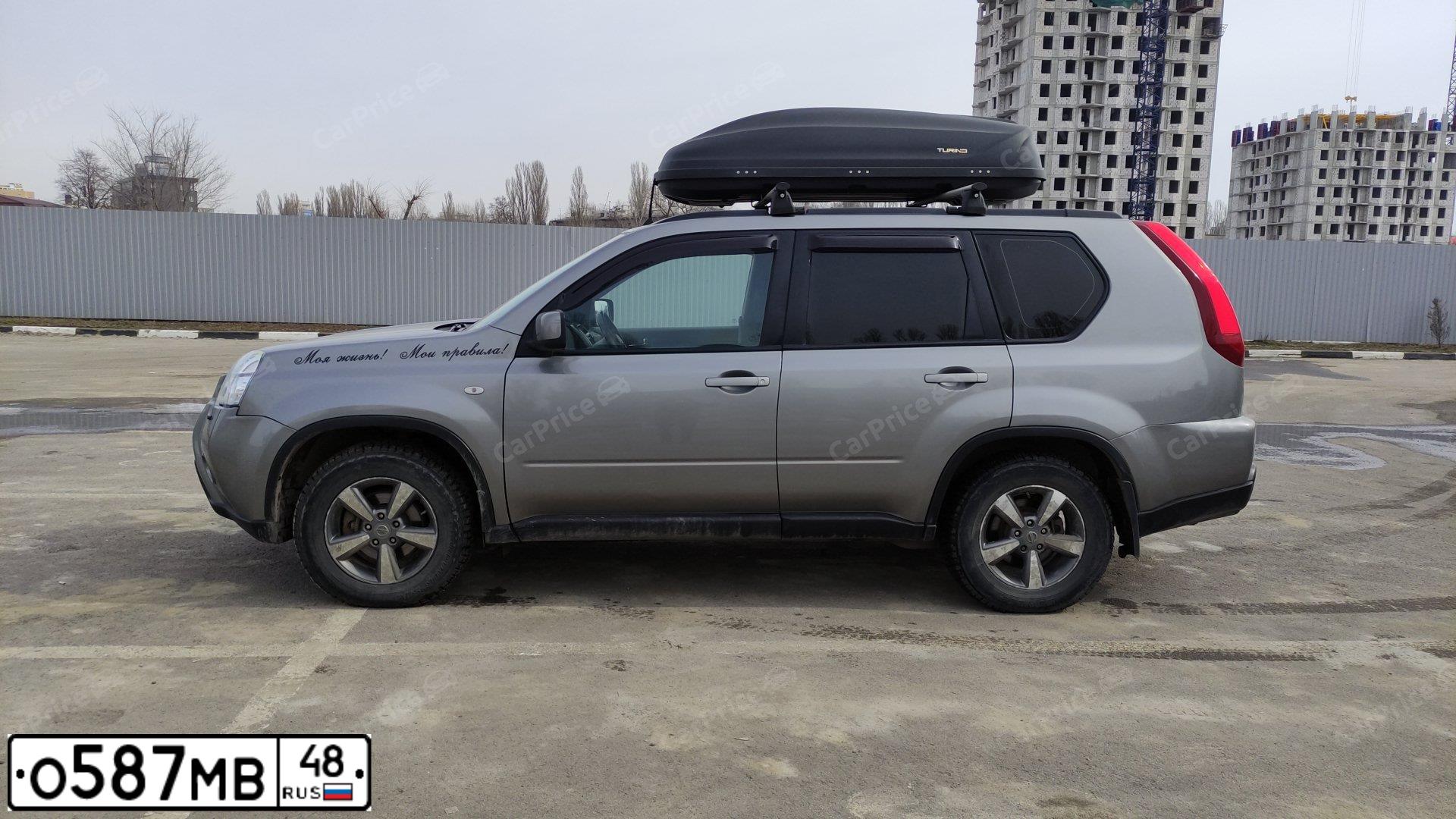 Фото автомобиля NISSAN X-TRAIL, 2012 — госномер О587МВ48. Цвет: Серый