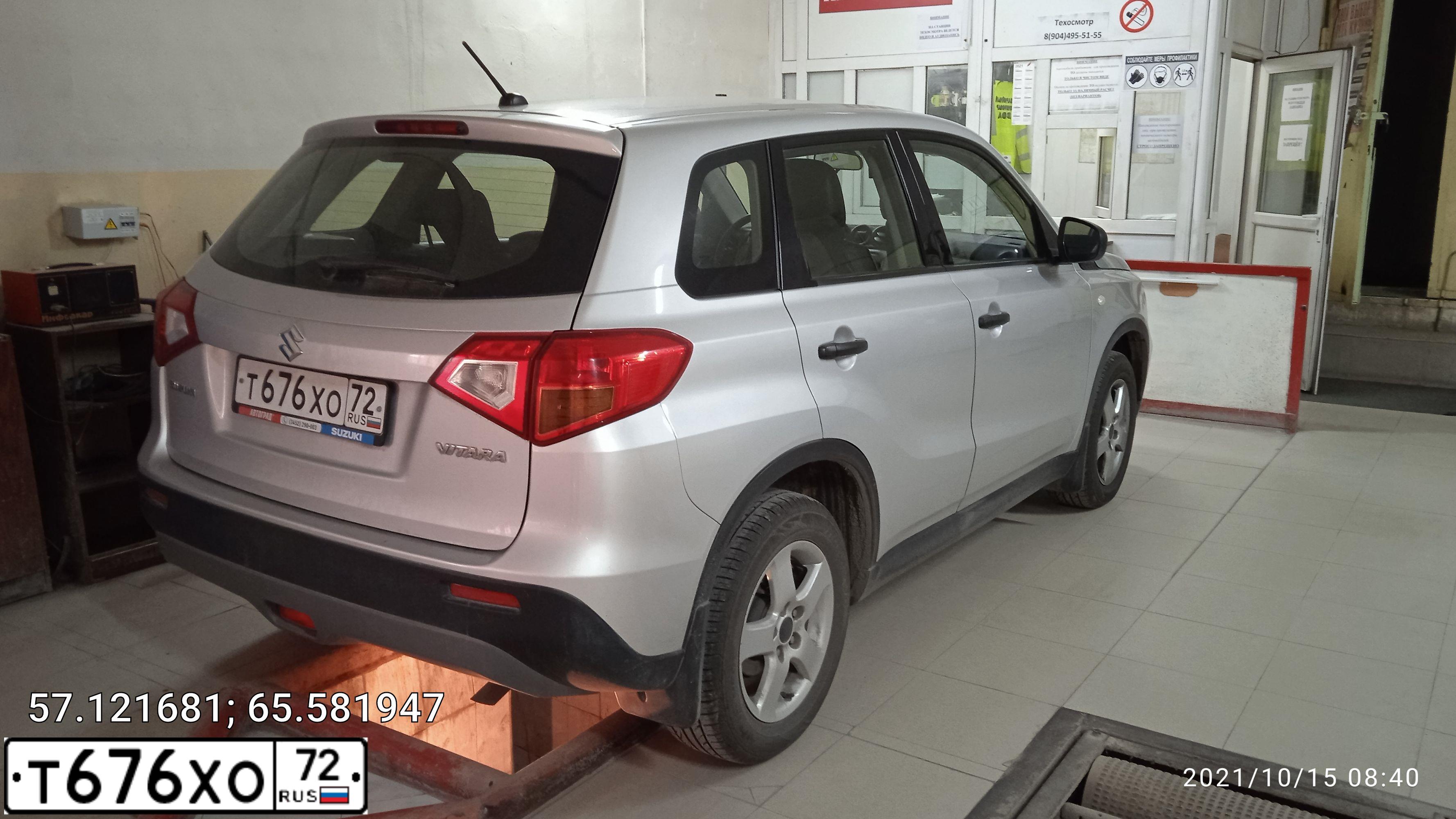 Фото автомобиля SUZUKI /GRAND/ VITARA, 2017 — госномер Т676ХО72. Цвет: СЕРЕБРИСТЫЙ