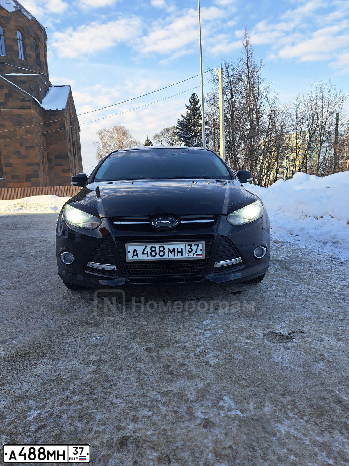 Фото автомобиля FORD FOCUS, 2012 — госномер А488МН37. Цвет: ЧЕРНЫЙ