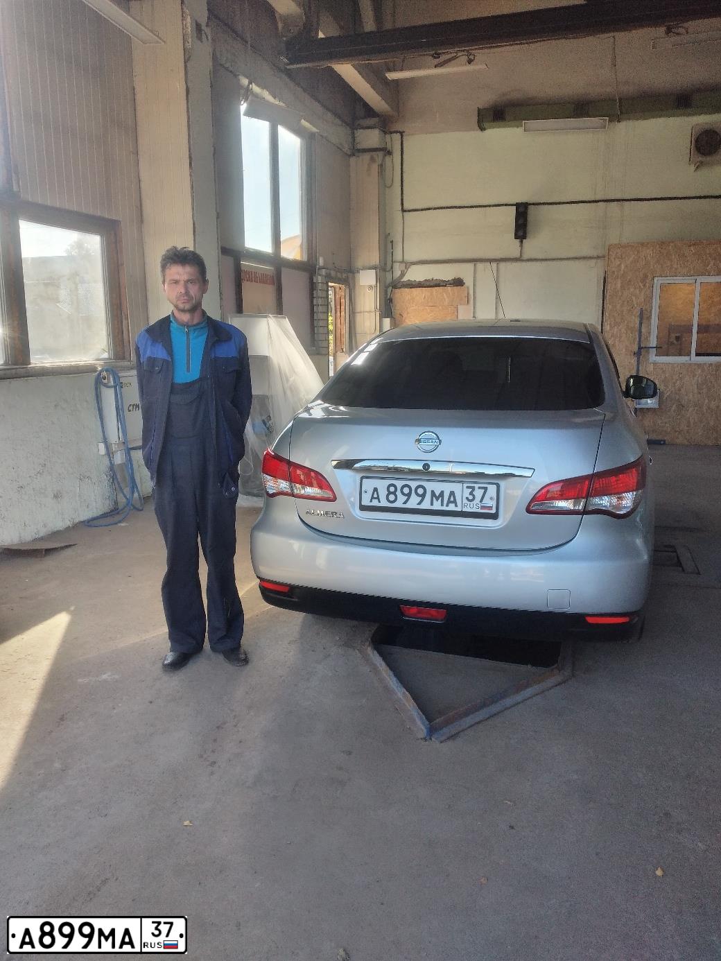 Фото автомобиля NISSAN ALMERA, 2013 — госномер В065СХ37. Цвет: Серебристый