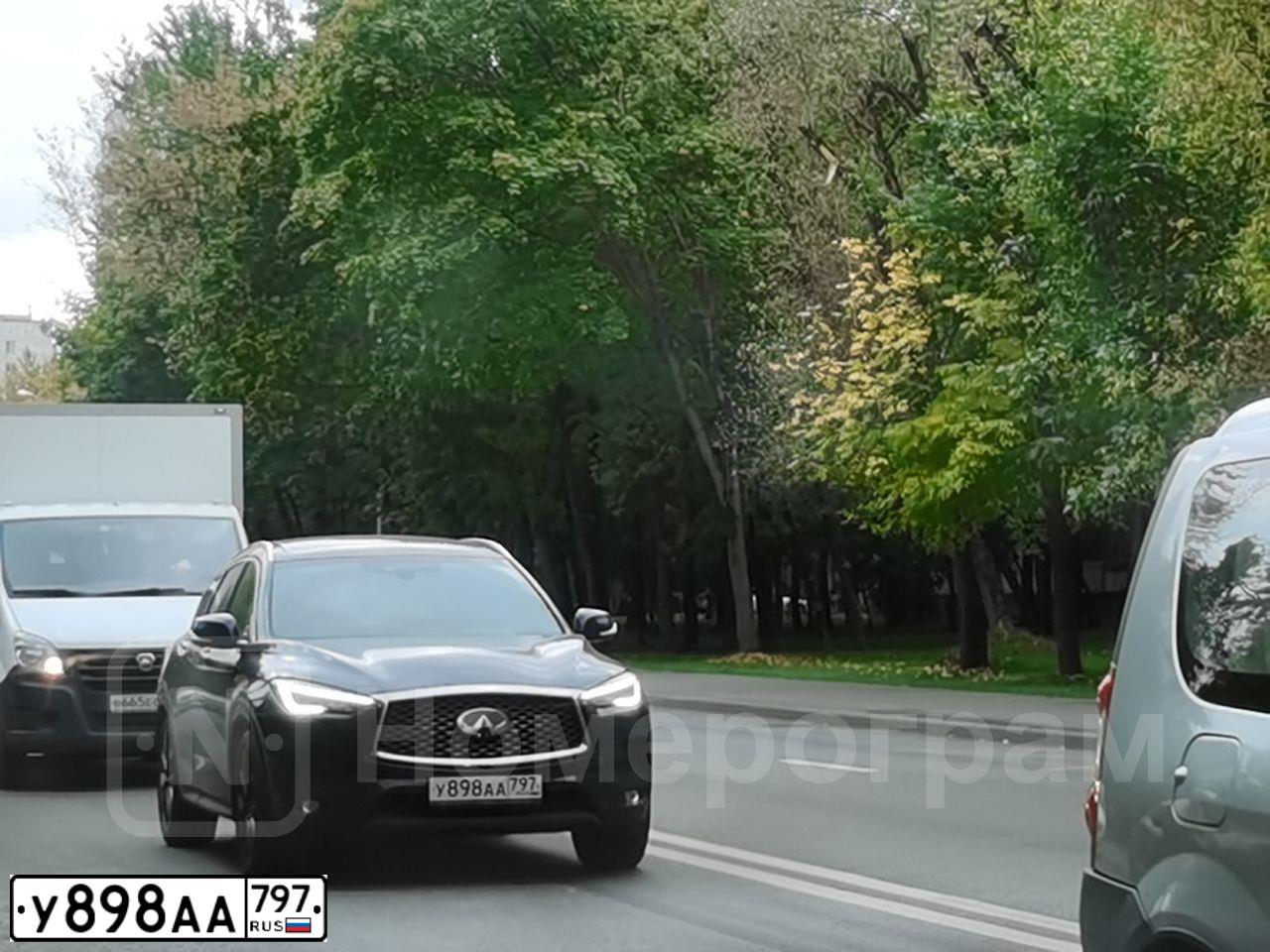Фото автомобиля INFINITI QX50 /EX/, 2019 — госномер У898АА797. Цвет: синий