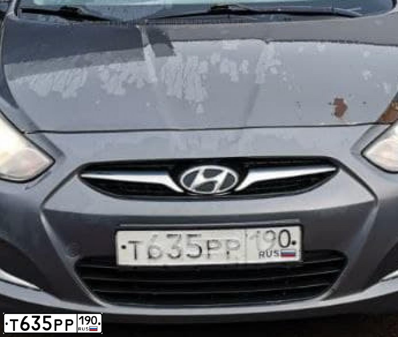 Фото автомобиля HYUNDAI SOLARIS, 2012 — госномер Т635РР190. Цвет: ЧЕРНЫЙ