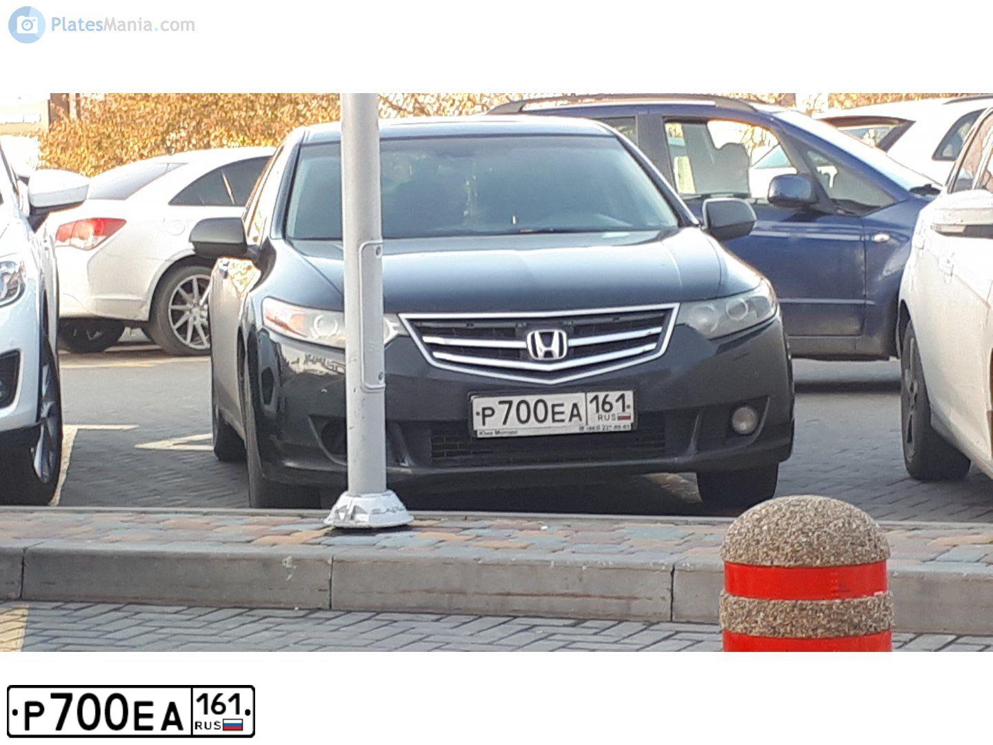 Фото автомобиля HONDA ACCORD, 2008 — госномер Р700ЕА161. Цвет: ЧЕРНЫЙ