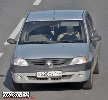 Фото автомобиля RENAULT LOGAN, 2007 — госномер В607СА21. Цвет: Серый
