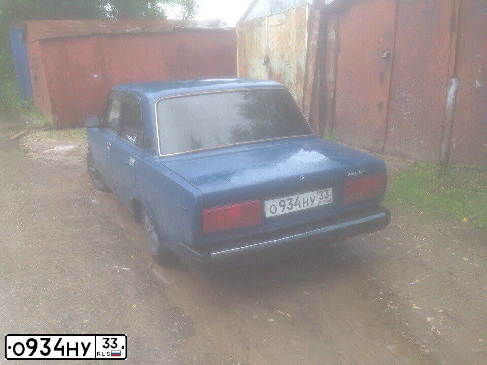 Фото автомобиля LADA 2107, 2004 — госномер О934НУ33. Цвет: сине-зеленый
