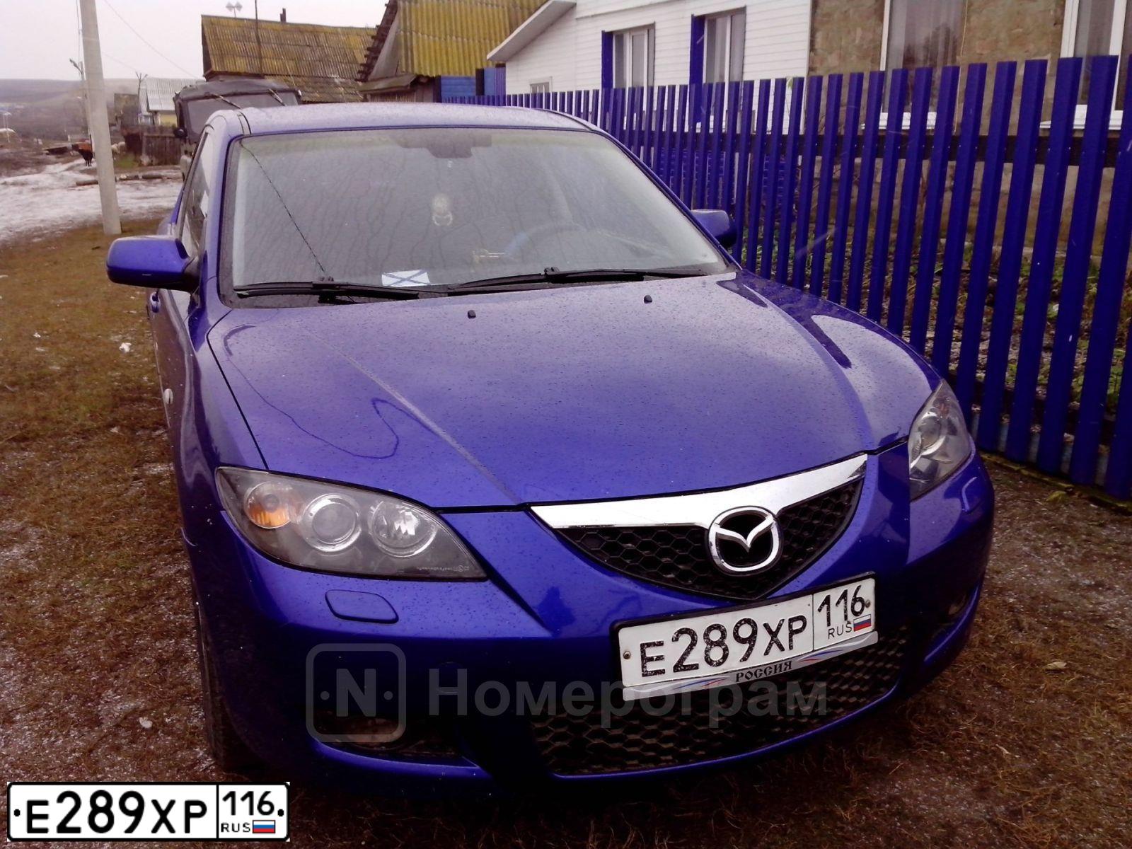 Фото автомобиля MAZDA 3, 2006 — госномер Е033ВР763. Цвет: синий